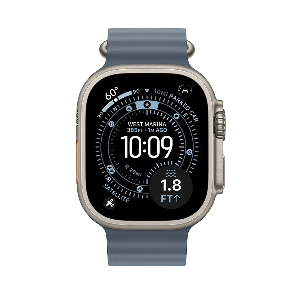 Apple Watch Ultra 3 GPS + Cellular 49mm Titânio Natural c/ Bracelete Ocean Azul-âncora - Image 1